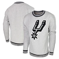 Men's Stadium Essentials Heather Gray San Antonio Spurs Club Level Pullover Sweatshirt