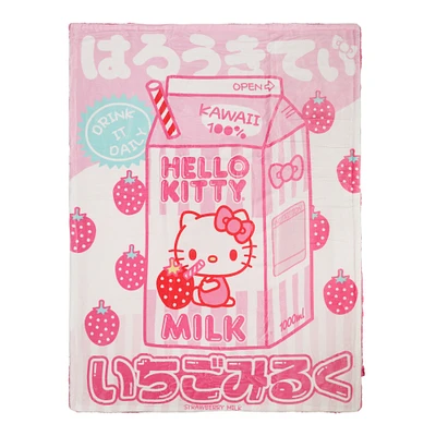 Hello Kitty & Friends  48"x 60 Milk Carton Fleece Throw Blanket