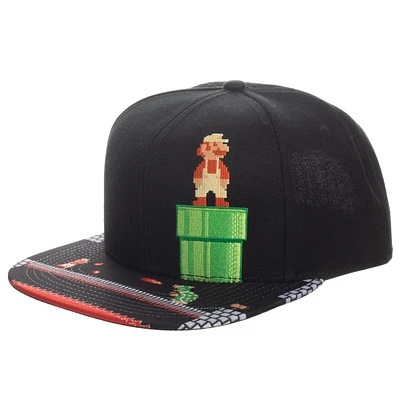 Men's  Black Super Mario Bros. 8-Bit Snapback Adjustable Hat