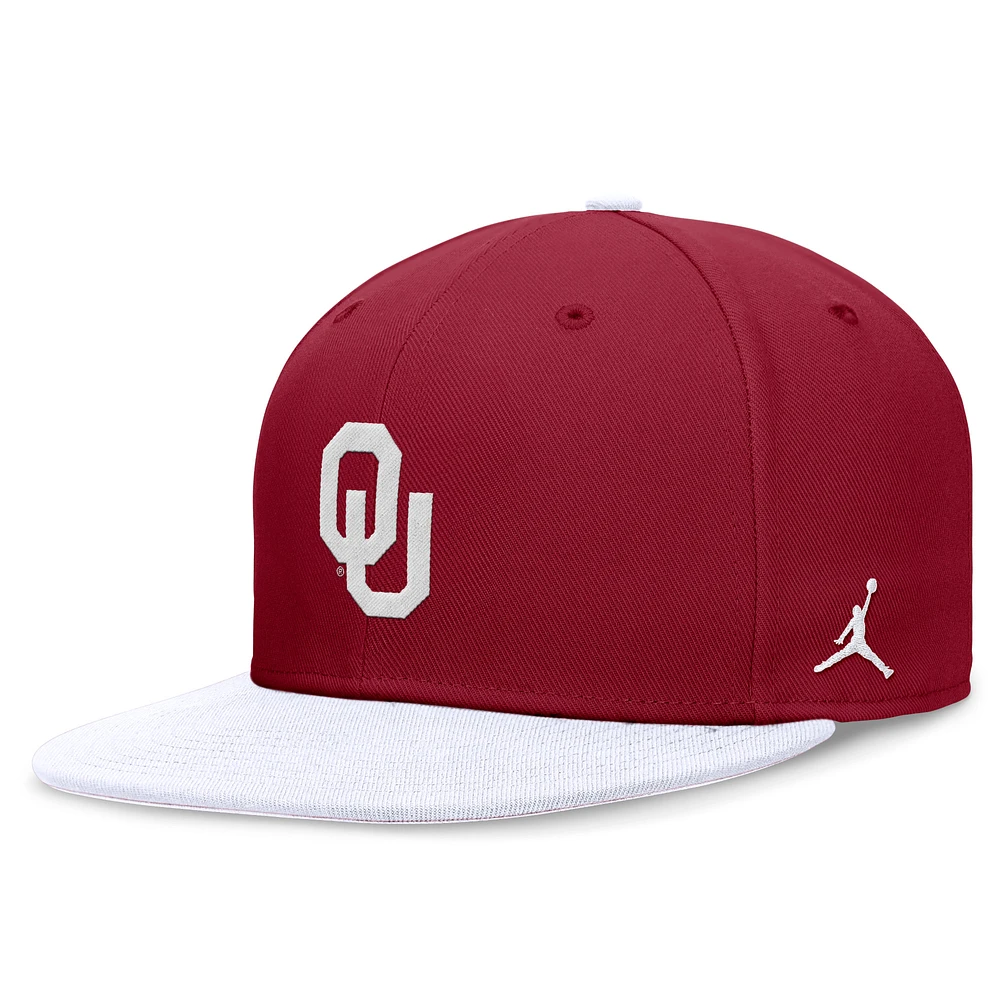 Men's Jordan Brand Crimson/White Oklahoma Sooners Team Logo Performance Fitted Hat