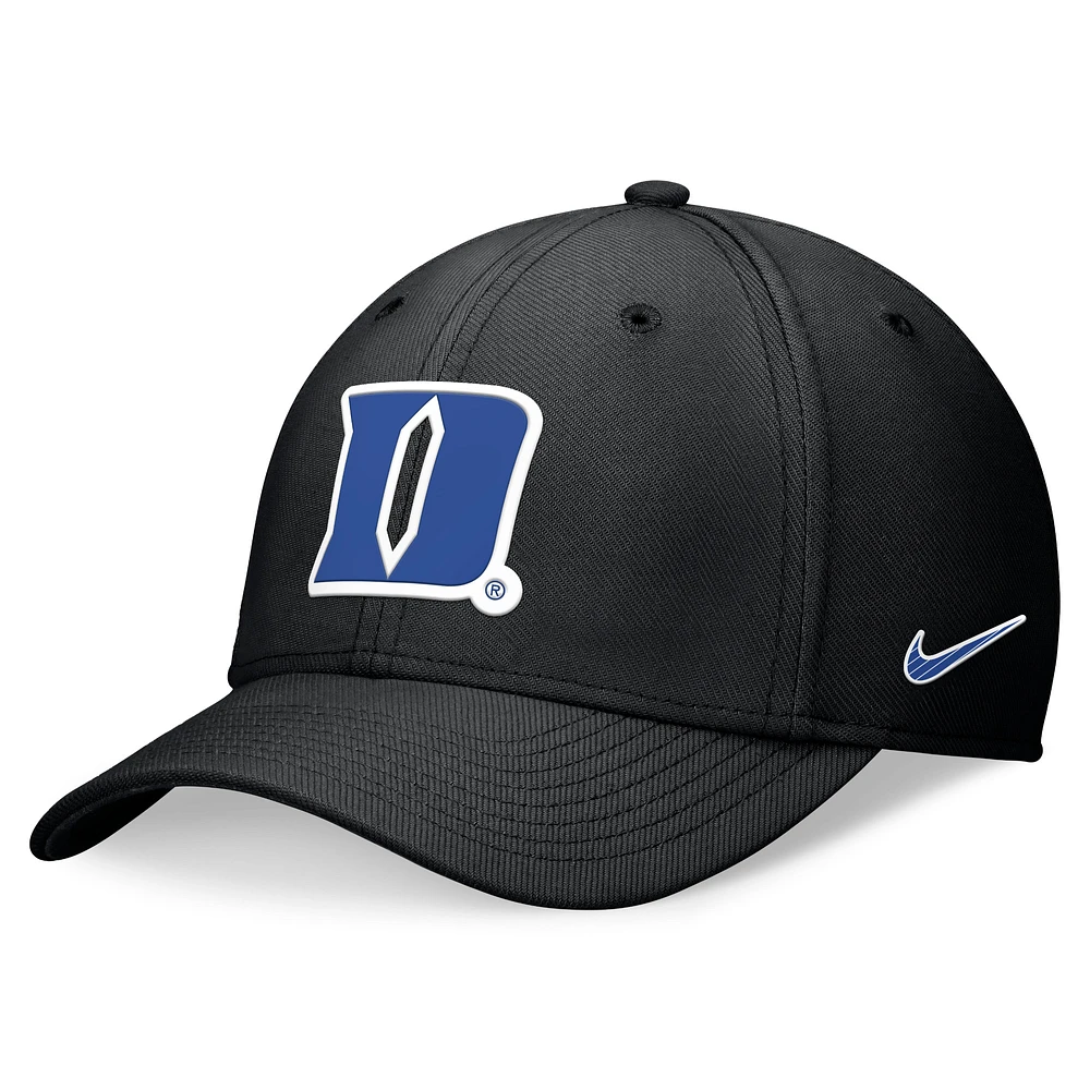 Unisex Nike Black Duke Blue Devils 2024 Sideline Rise Swoosh Flex Hat