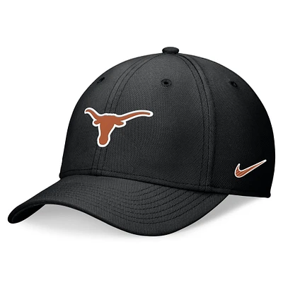 Unisex Nike Black Texas Longhorns 2024 Sideline Rise Swoosh Flex Hat