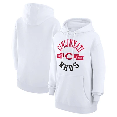 Women's G-III 4Her by Carl Banks White Cincinnati Reds City Graphic Pullover Hoodie