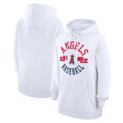 Women's G-III 4Her by Carl Banks White Los Angeles Angels City Graphic Pullover Hoodie