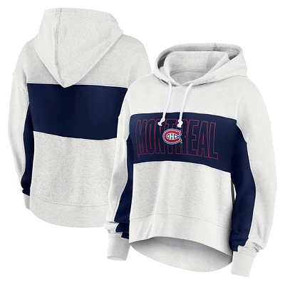 Women's Fanatics Oatmeal Montreal Canadiens Up For It Fleece Pullover Hoodie