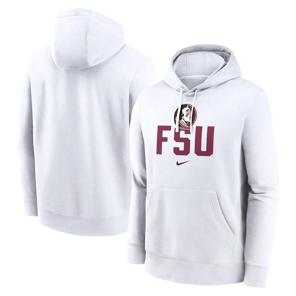 Men's Nike White Florida State Seminoles Primetime Club Fleece Pullover Hoodie