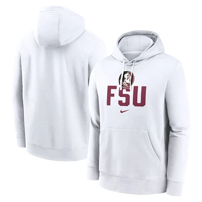 Men's Nike White Florida State Seminoles Primetime Club Fleece Pullover Hoodie