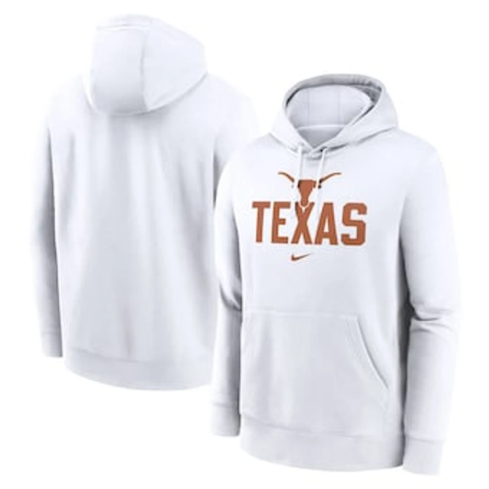 Men's Nike White Texas Longhorns Primetime Club Fleece Pullover Hoodie