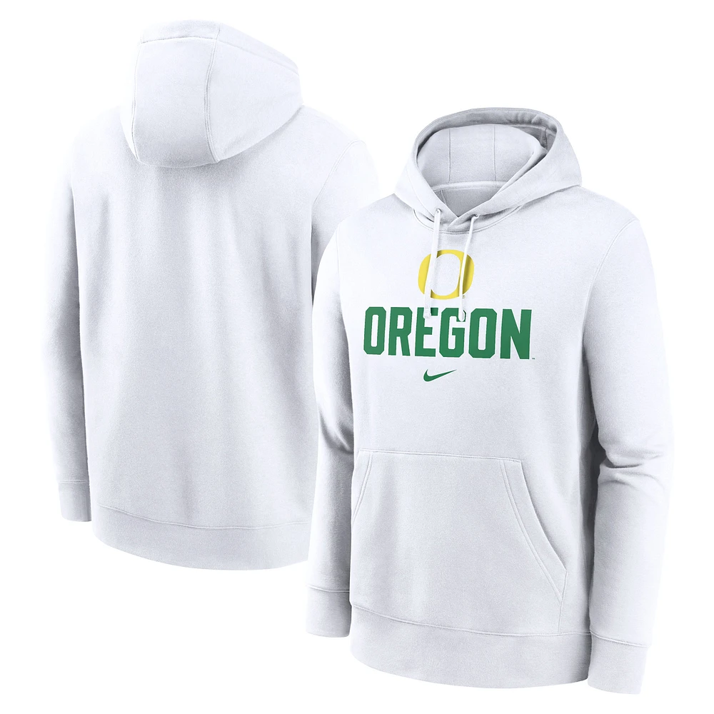 Men's Nike White Oregon Ducks Primetime Club Fleece Pullover Hoodie