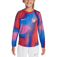 Youth Nike  Red/Blue USMNT 2024 Academy Pro Pre-Match Long Sleeve Top