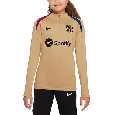 Youth Nike  Gold Barcelona 2024/25 Strike Drill Quarter-Zip Long Sleeve Performance Training Top