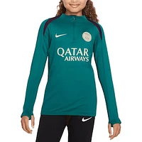 Youth Nike  Teal Paris Saint-Germain 2024/25 Strike Drill Quarter-Zip Long Sleeve Performance Training Top