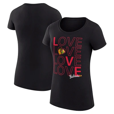 Women's G-III 4Her by Carl Banks  Black Chicago Blackhawks Hockey Love Fitted T-Shirt