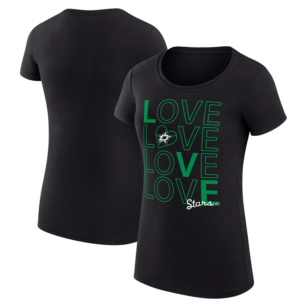 Women's G-III 4Her by Carl Banks Black Dallas Stars Hockey Love Fitted T-Shirt
