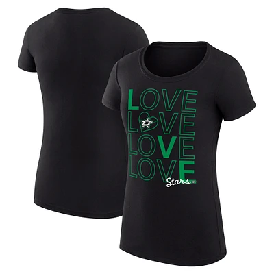 Women's G-III 4Her by Carl Banks  Black Dallas Stars Hockey Love Fitted T-Shirt