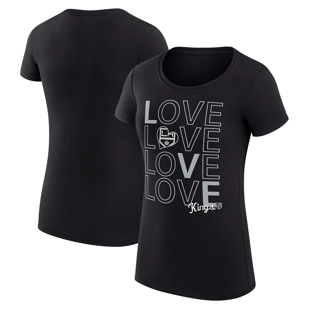 Women's G-III 4Her by Carl Banks Black Los Angeles Kings Hockey Love Fitted T-Shirt