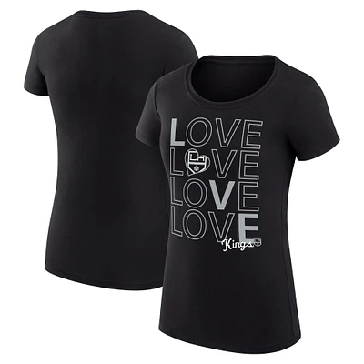 Women's G-III 4Her by Carl Banks  Black Los Angeles Kings Hockey Love Fitted T-Shirt
