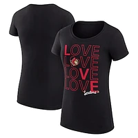Women's G-III 4Her by Carl Banks  Black Ottawa Senators Hockey Love Fitted T-Shirt