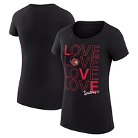 Women's G-III 4Her by Carl Banks  Black Ottawa Senators Hockey Love Fitted T-Shirt