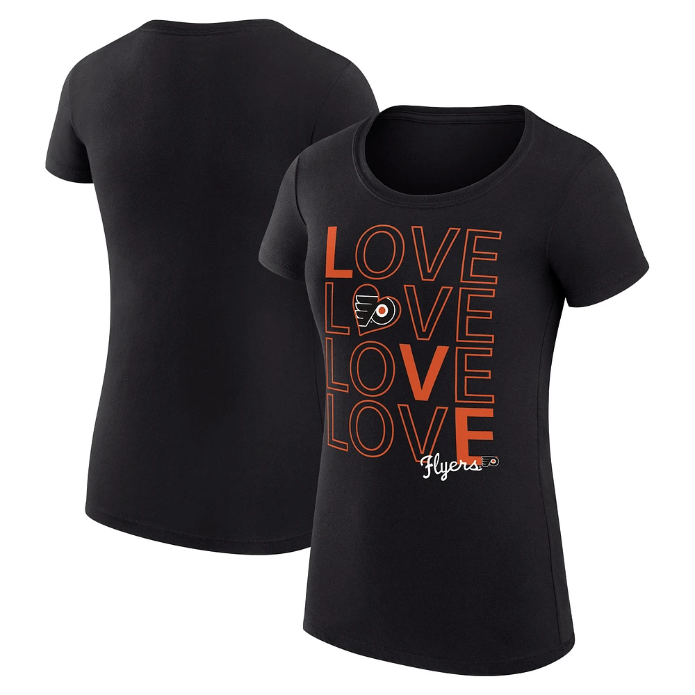 Women's G-III 4Her by Carl Banks Black Philadelphia Flyers Hockey Love Fitted T-Shirt