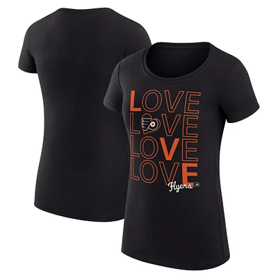 Women's G-III 4Her by Carl Banks  Black Philadelphia Flyers Hockey Love Fitted T-Shirt