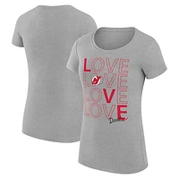 Women's G-III 4Her by Carl Banks  Heather Gray New Jersey Devils Hockey Love Fitted T-Shirt