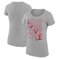 Women's G-III 4Her by Carl Banks  Heather Gray New Jersey Devils Hockey Love Fitted T-Shirt