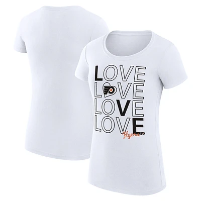 Women's G-III 4Her by Carl Banks  White Philadelphia Flyers Hockey Love Fitted T-Shirt