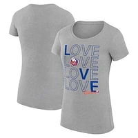 Women's G-III 4Her by Carl Banks  Heather Gray New York Islanders Hockey Love Fitted T-Shirt