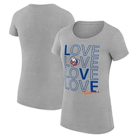 Women's G-III 4Her by Carl Banks  Heather Gray New York Islanders Hockey Love Fitted T-Shirt
