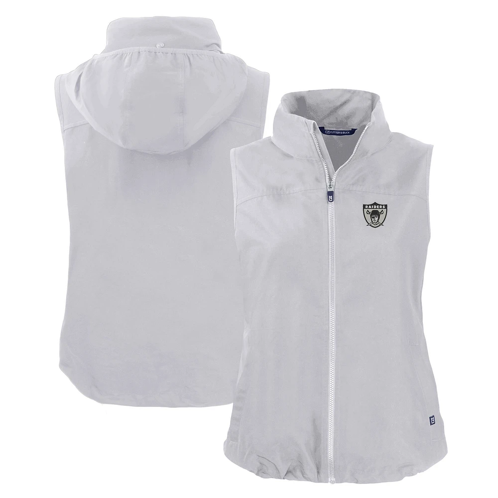 Women's Cutter & Buck Gray Las Vegas Raiders Throwback Charter Eco Full-Zip Vest