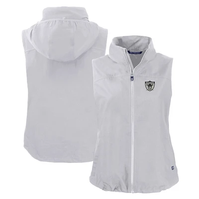Women's Cutter & Buck  Gray Las Vegas Raiders Throwback Charter Eco Full-Zip Vest