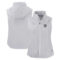 Women's Cutter & Buck  Gray Las Vegas Raiders Throwback Charter Eco Full-Zip Vest