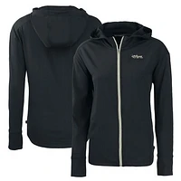 Women's Cutter & Buck  Black New York Jets Throwback Daybreak Eco Recycled Half-Zip Hoodie