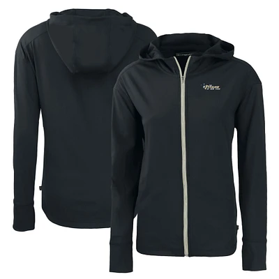 Women's Cutter & Buck  Black New York Jets Throwback Daybreak Eco Recycled Half-Zip Hoodie