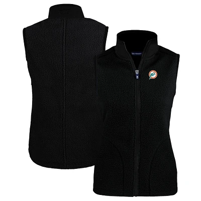 Women's Cutter & Buck Black Miami Dolphins Throwback Cascade Eco Sherpa Fleece Vest