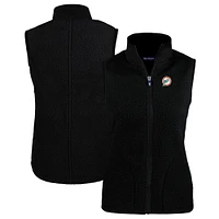 Women's Cutter & Buck Black Miami Dolphins Throwback Cascade Eco Sherpa Fleece Vest