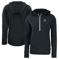 Women's Cutter & Buck  Black Cleveland Browns Throwback Daybreak Eco Recycled Half-Zip Hoodie
