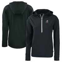 Women's Cutter & Buck  Black Cleveland Browns Throwback Daybreak Eco Recycled Half-Zip Hoodie