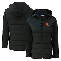 Women's Cutter & Buck  Black Cincinnati Bengals Throwback Evoke Hybrid Eco Softshell Recycled Full-Zip Hoodie Jacket