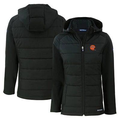 Women's Cutter & Buck  Black Cincinnati Bengals Throwback Evoke Hybrid Eco Softshell Recycled Full-Zip Hoodie Jacket