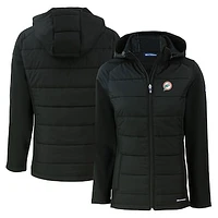 Women's Cutter & Buck Miami Dolphins Throwback Evoke Hybrid Eco Softshell Recycled Full-Zip Hoodie Jacket