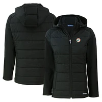 Women's Cutter & Buck Miami Dolphins Throwback Evoke Hybrid Eco Softshell Recycled Full-Zip Hoodie Jacket