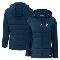 Women's Cutter & Buck  Navy Houston Oilers Throwback Evoke Hybrid Eco Softshell Recycled Full-Zip Hoodie Jacket