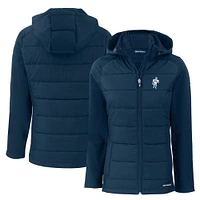 Women's Cutter & Buck  Navy Houston Oilers Throwback Evoke Hybrid Eco Softshell Recycled Full-Zip Hoodie Jacket