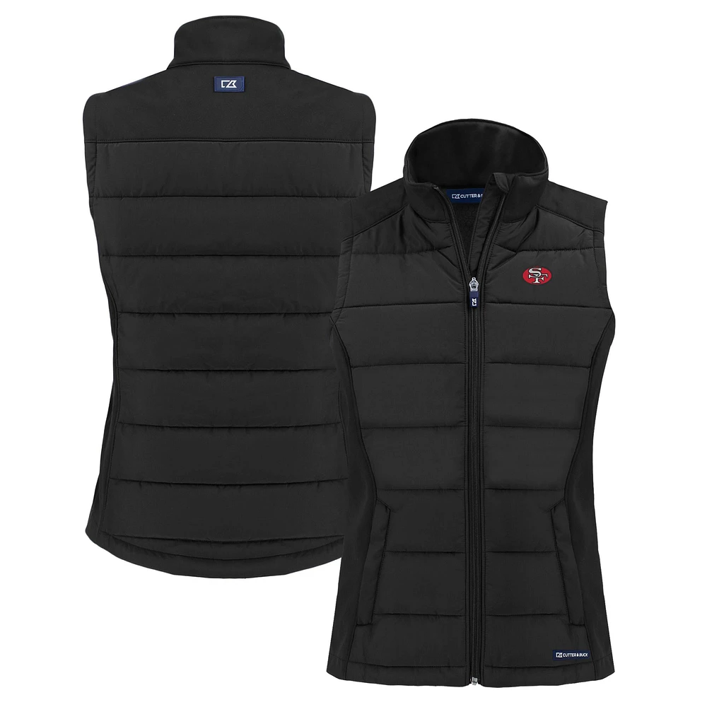 Women's Cutter & Buck San Francisco 49ers Throwback Evoke Hybrid Eco Softshell Recycled Full-Zip Vest