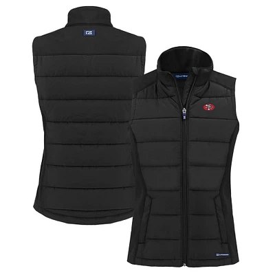 Women's Cutter & Buck San Francisco 49ers Throwback Evoke Hybrid Eco Softshell Recycled Full-Zip Vest
