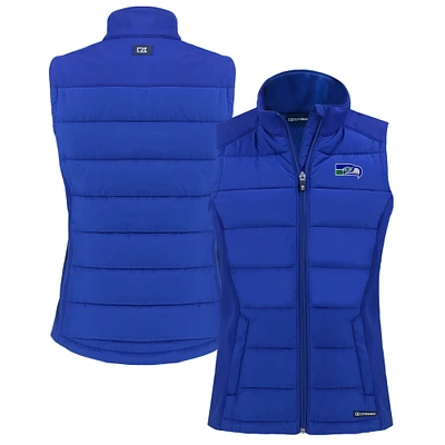 Women's Cutter & Buck  Royal Seattle Seahawks Throwback Evoke Hybrid Eco Softshell Recycled Full-Zip Vest