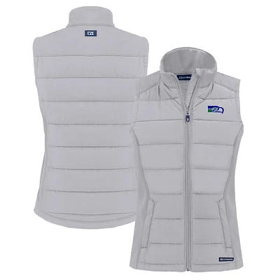 Women's Cutter & Buck  Gray Seattle Seahawks Throwback Evoke Hybrid Eco Softshell Recycled Full-Zip Vest