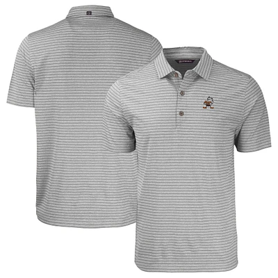 Men's Cutter & Buck  Heather Gray Cleveland Browns Throwback Forge Eco Stripe Stretch Recycled Polo